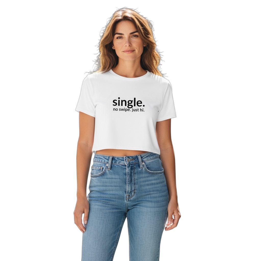 single. cropped t-shirt | white | soft lowercase design