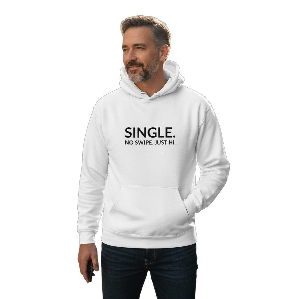 single. hoodie | white | bold uppercase design