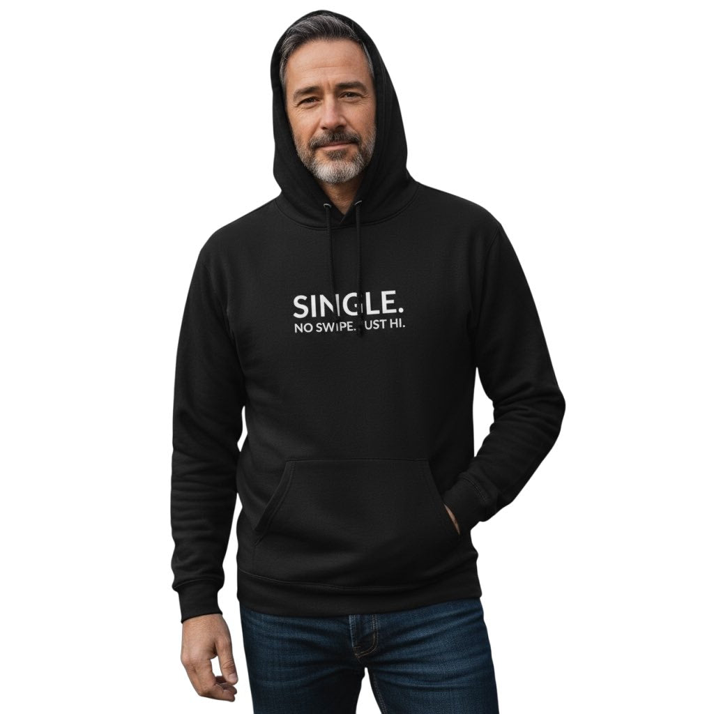 single. hoodie | black | bold uppercase design