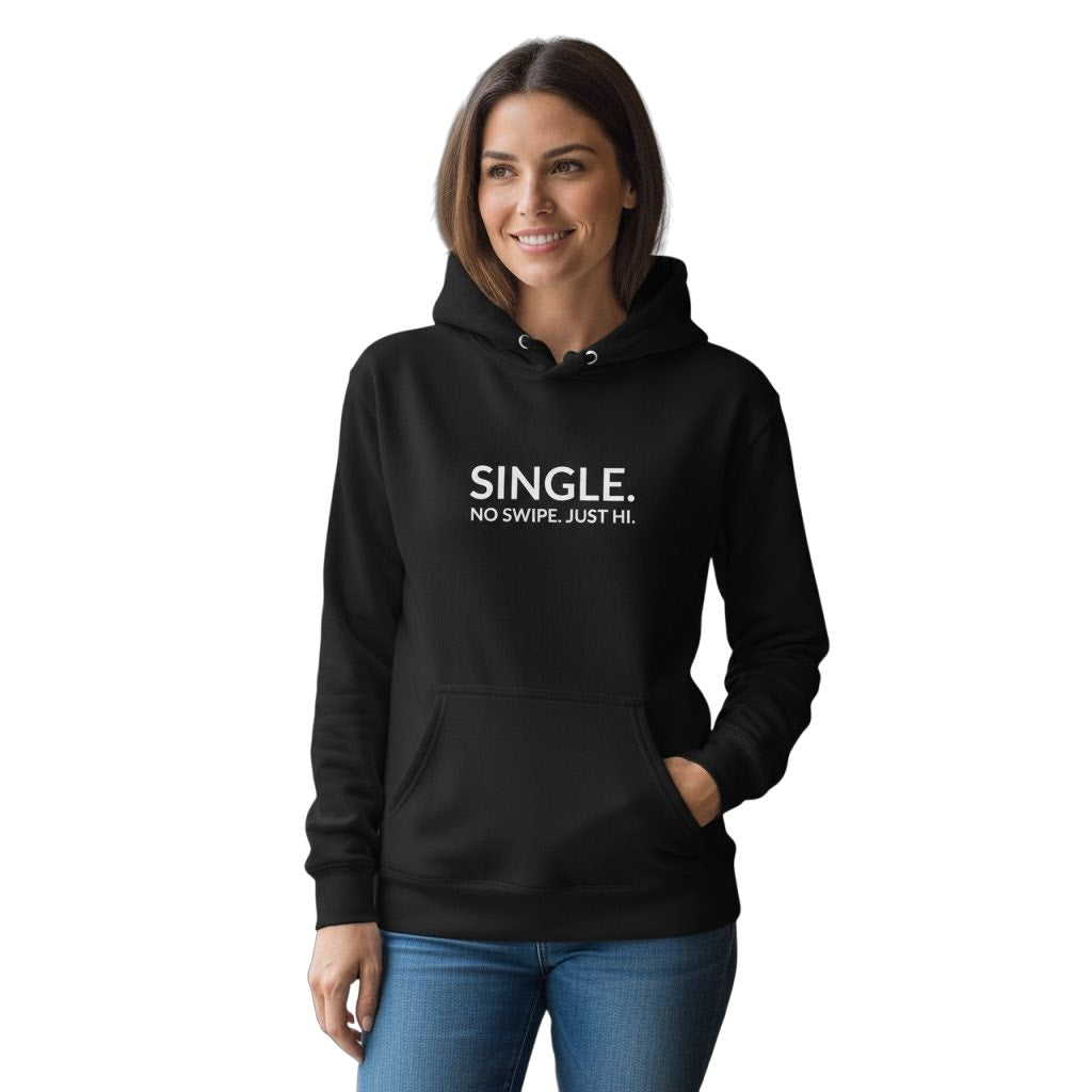 single. hoodie | black | bold uppercase design