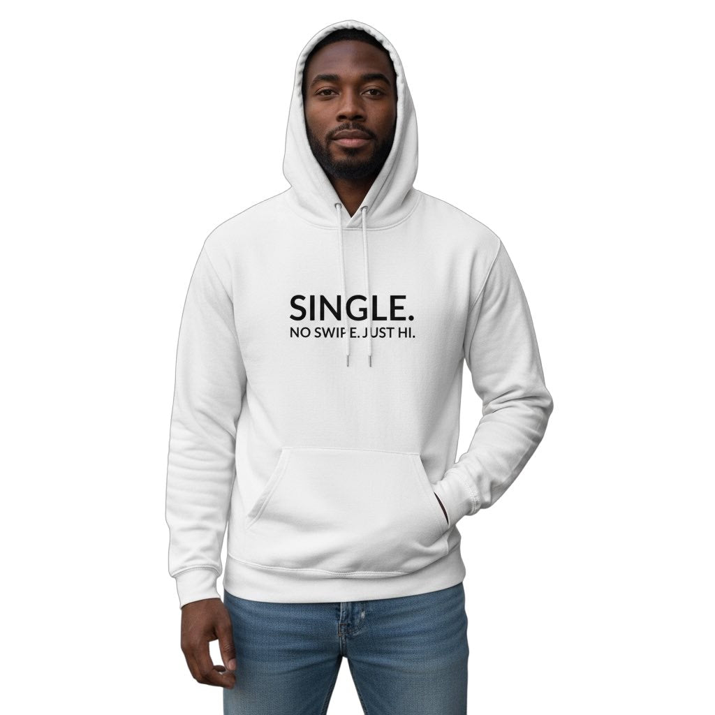 single. hoodie | white | bold uppercase design