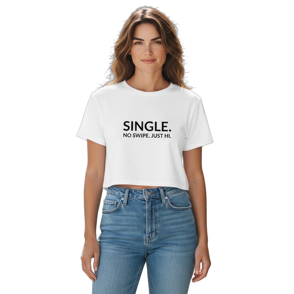 single. cropped t-shirt | white | bold uppercase design