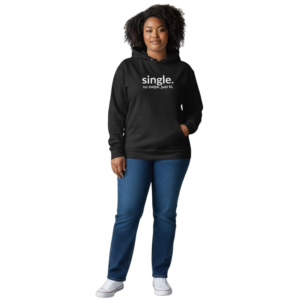single. hoodie | black | soft lowercase design