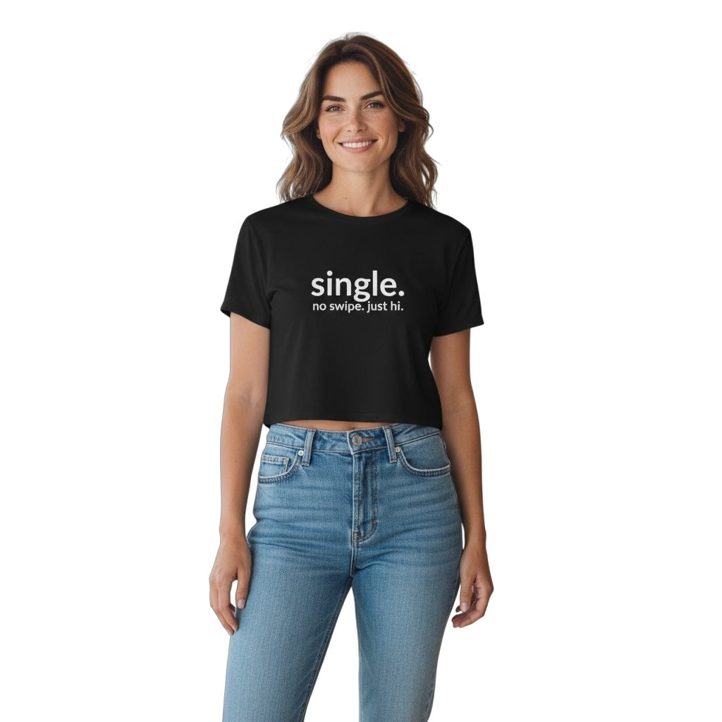 single. cropped t-shirt | black | soft lowercase design