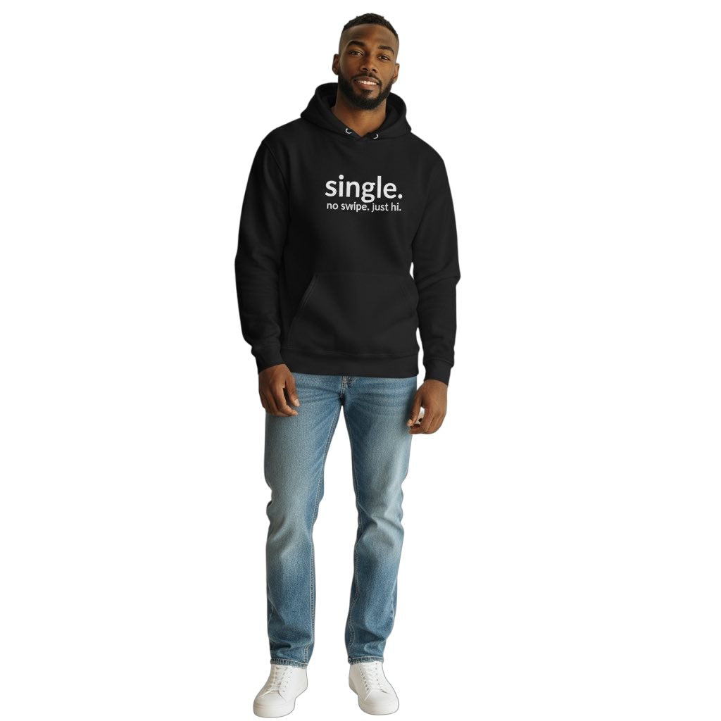 single. hoodie | black | soft lowercase design