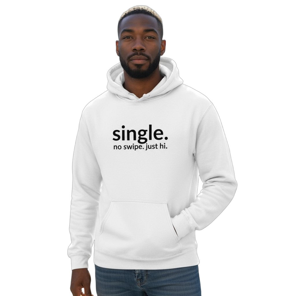 single. hoodie | white | soft lowercase design