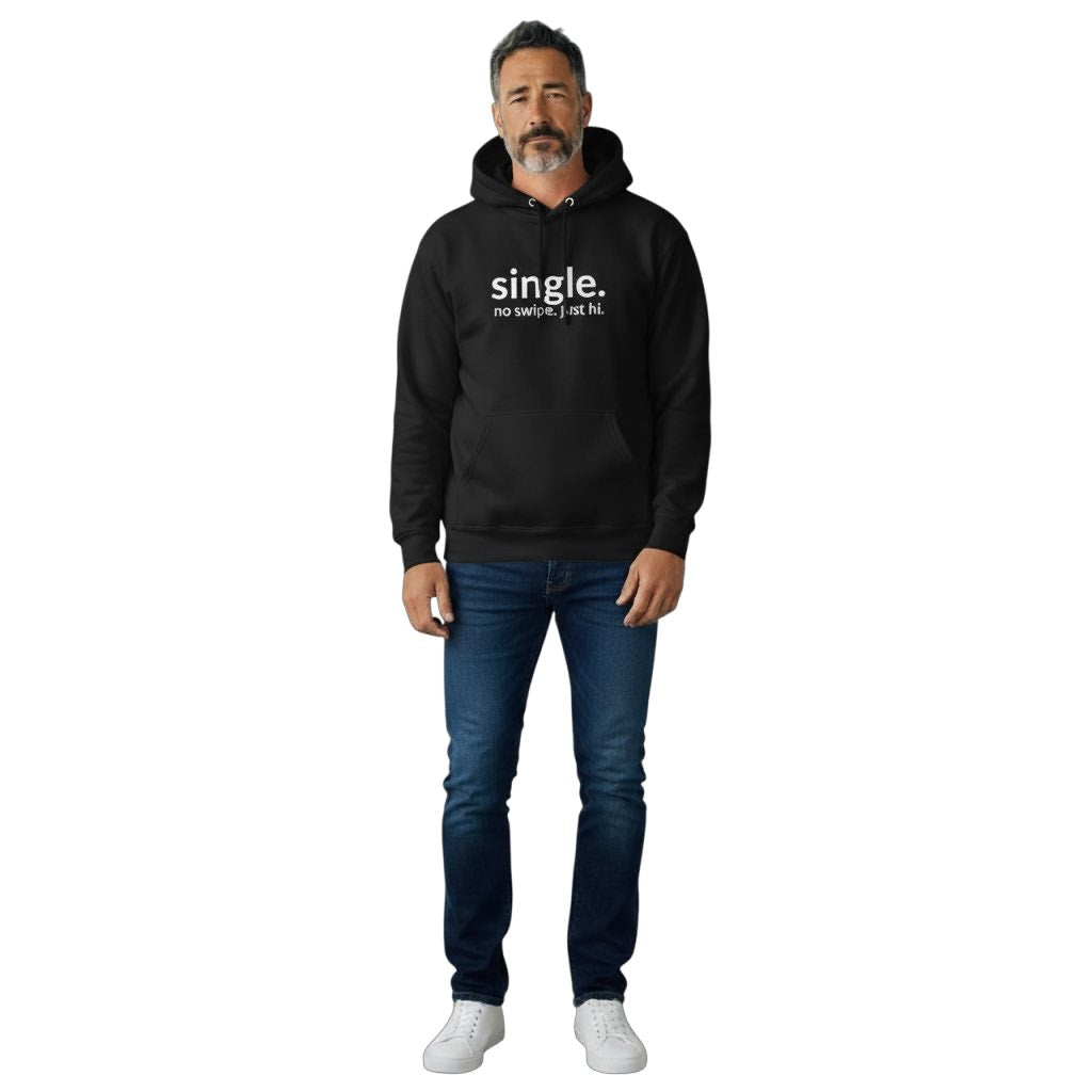 single. hoodie | black | soft lowercase design