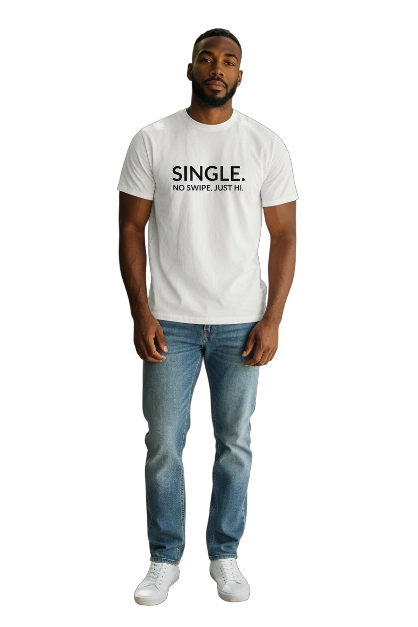 single. t-shirt | white | bold uppercase design