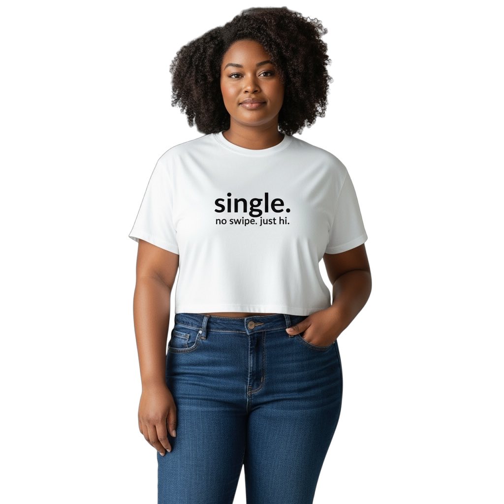 single. cropped t-shirt | white | soft lowercase design