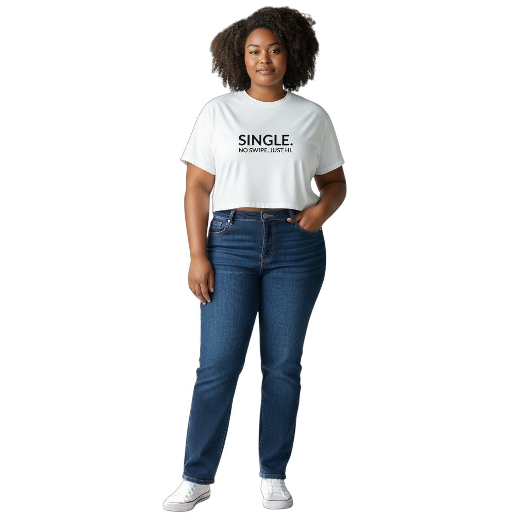single. cropped t-shirt | white | bold uppercase design