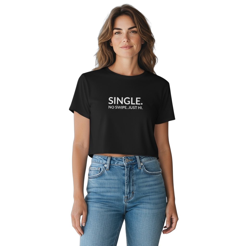 single. cropped t-shirt | black | bold uppercase design