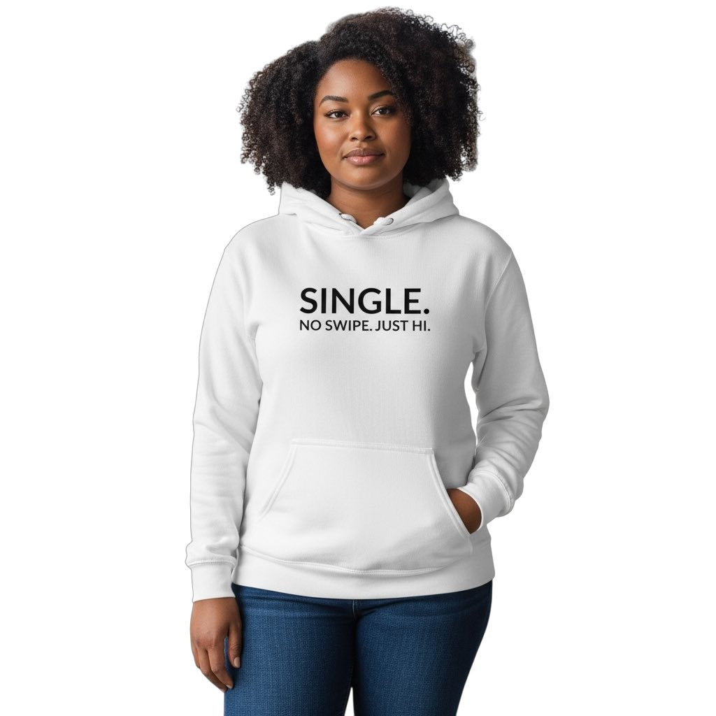 single. hoodie | white | bold uppercase design
