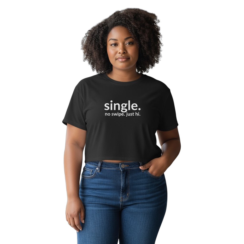 single. cropped t-shirt | black | soft lowercase design