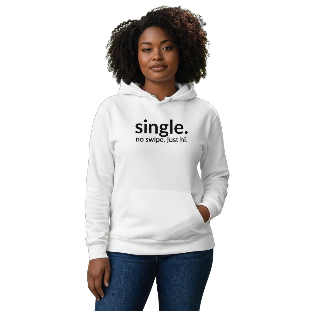 single. hoodie | white | soft lowercase design