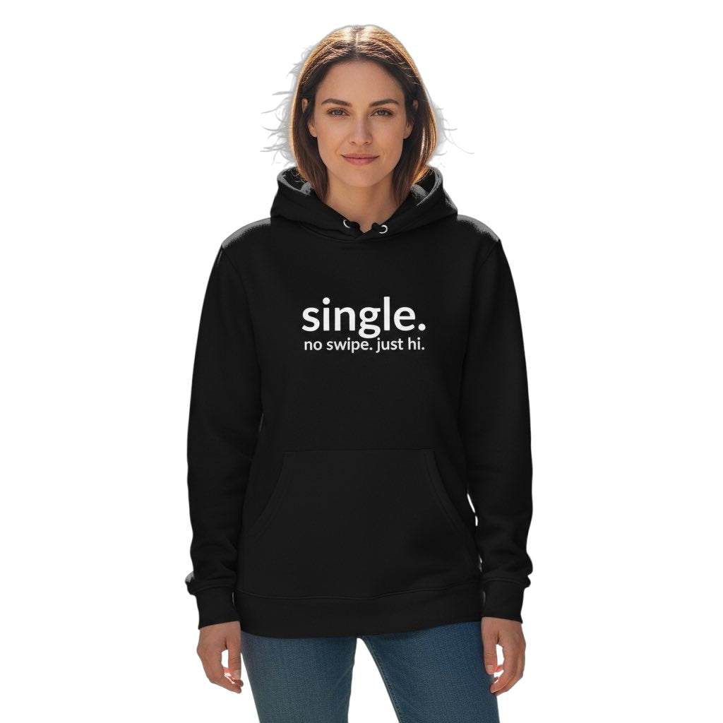 single. hoodie | black | soft lowercase design