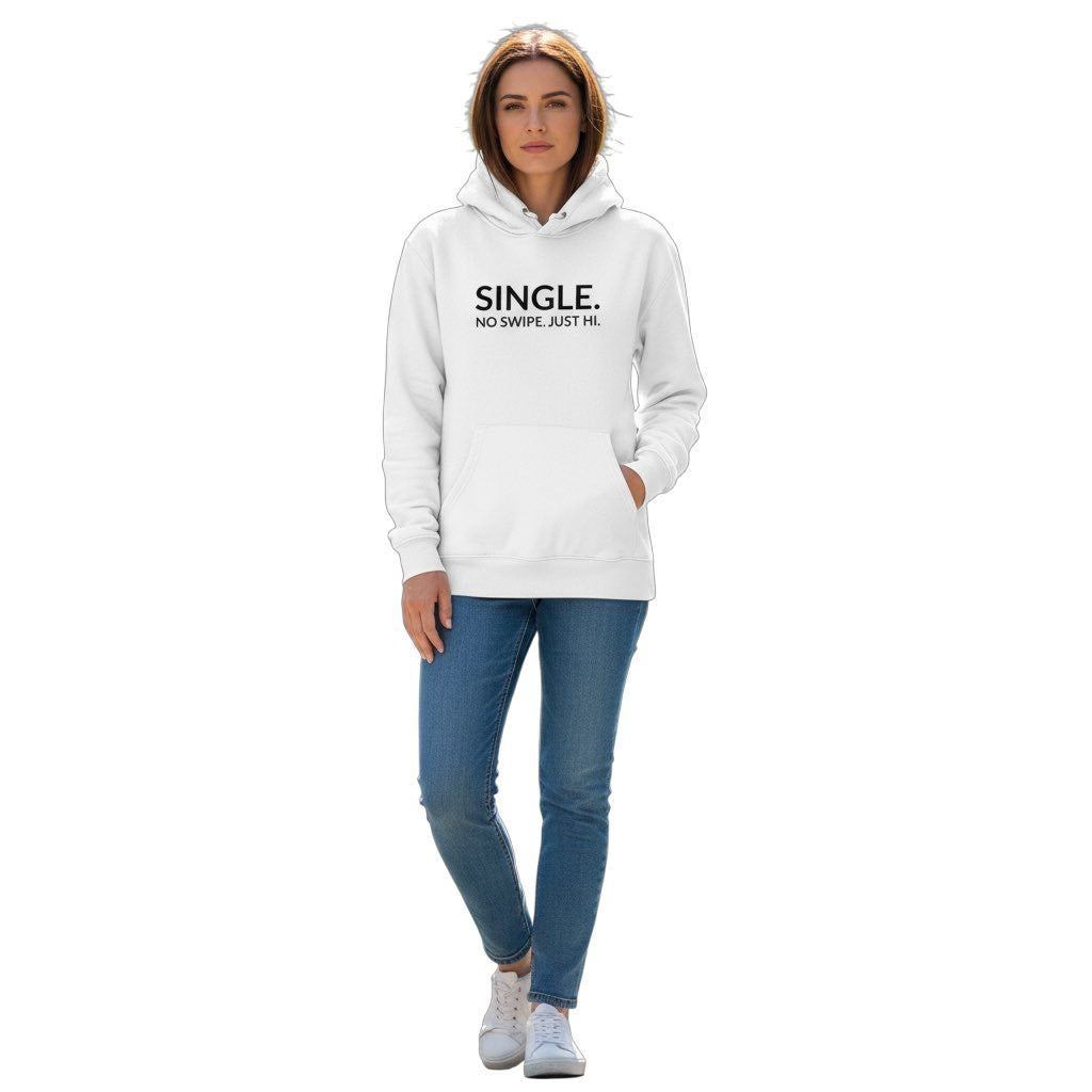 single. hoodie | white | bold uppercase design