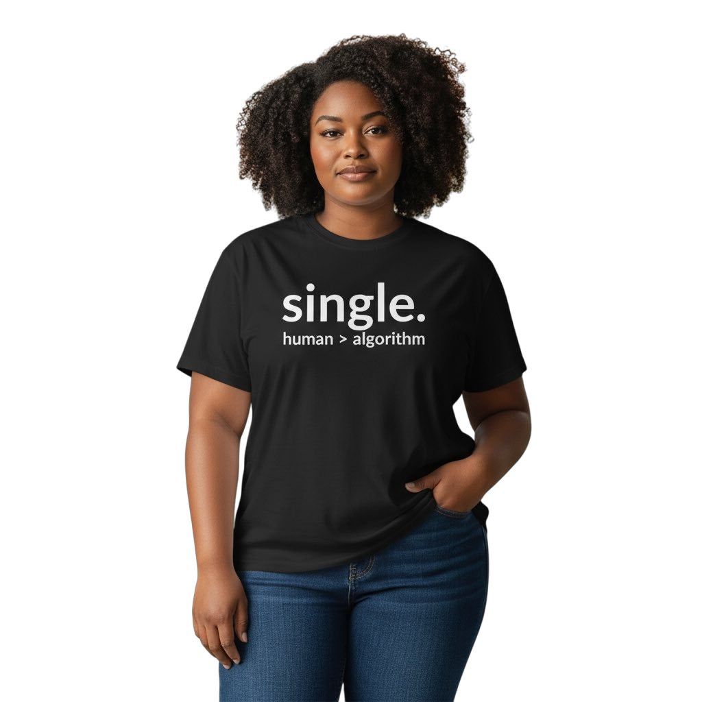 single. t-shirt | black | soft lowercase design
