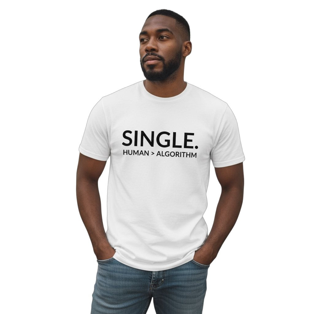 single. t-shirt | white | bold uppercase design