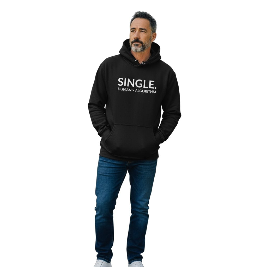 single. hoodie | black | bold uppercase design