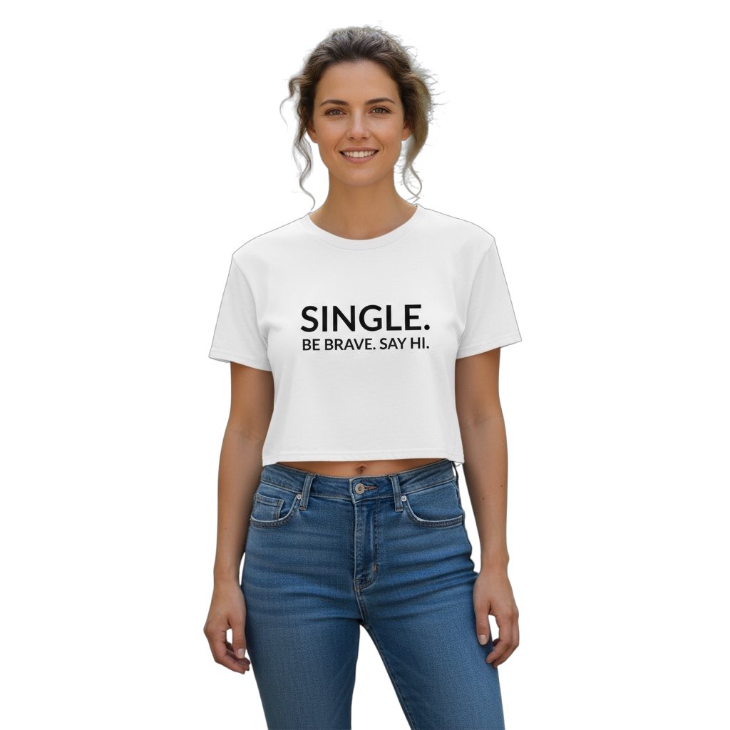 single. cropped t-shirt | white | bold uppercase design