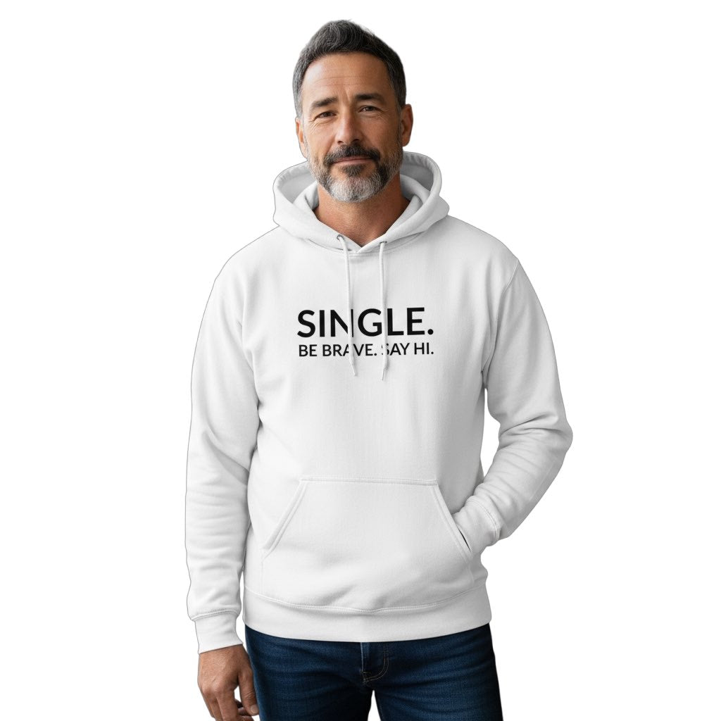 single. hoodie | white | bold uppercase design