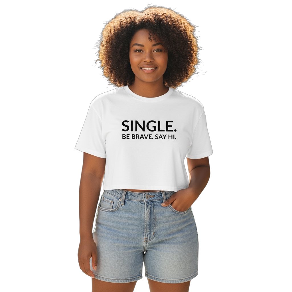 single. cropped t-shirt | white | bold uppercase design