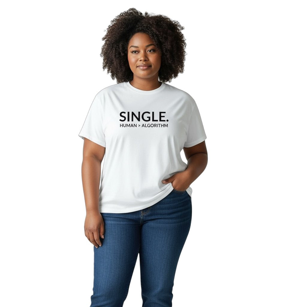 single. t-shirt | white | bold uppercase design