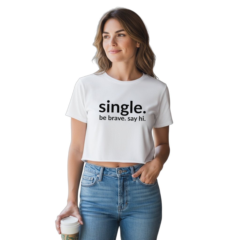 single. cropped t-shirt | white | soft lowercase design