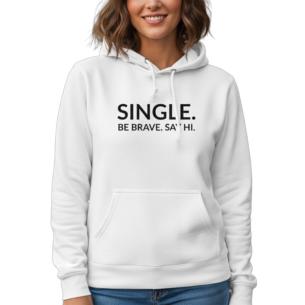 single. hoodie | white | bold uppercase design
