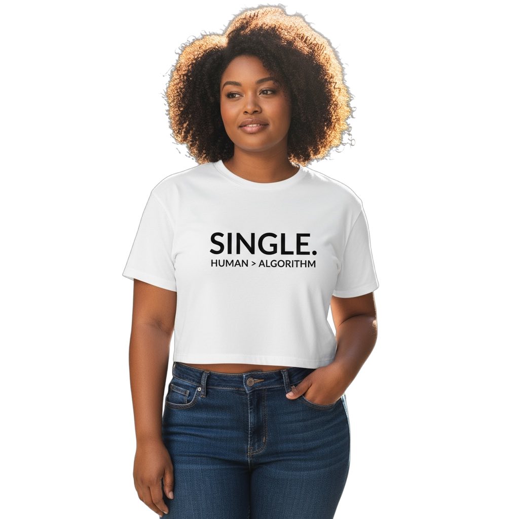 single. cropped t-shirt | white | bold uppercase design