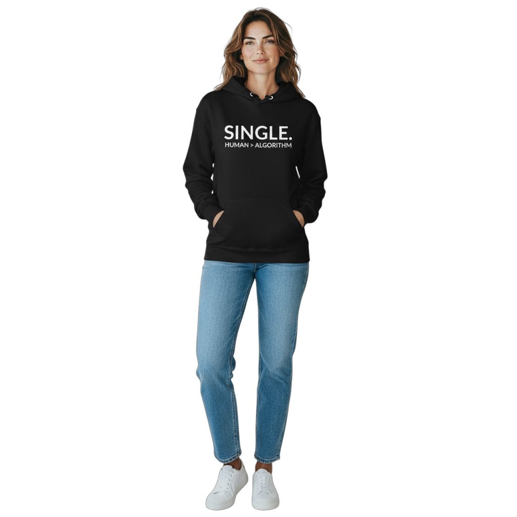 single. hoodie | black | bold uppercase design