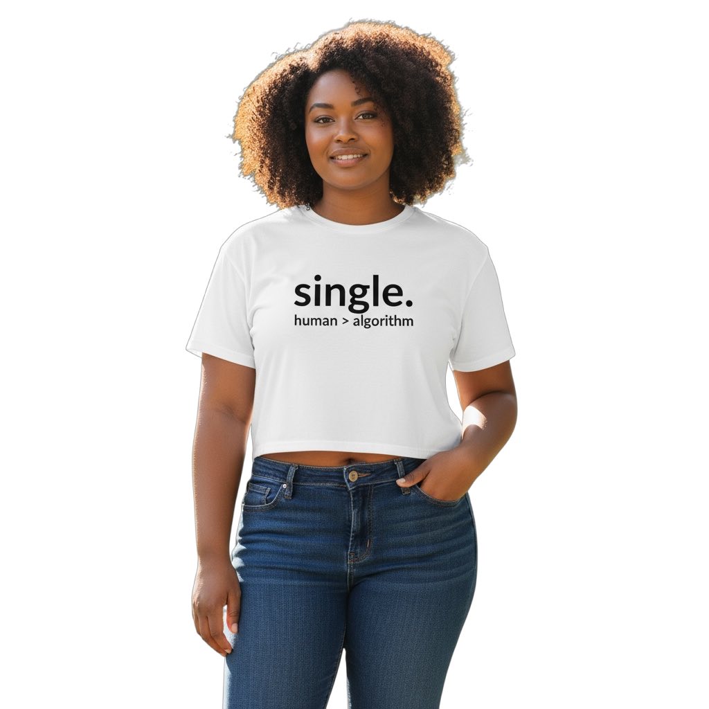single. cropped t-shirt | white | soft lowercase design
