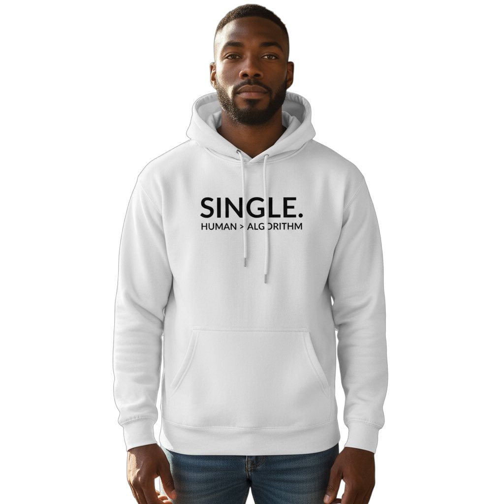 single. hoodie | white | bold uppercase design