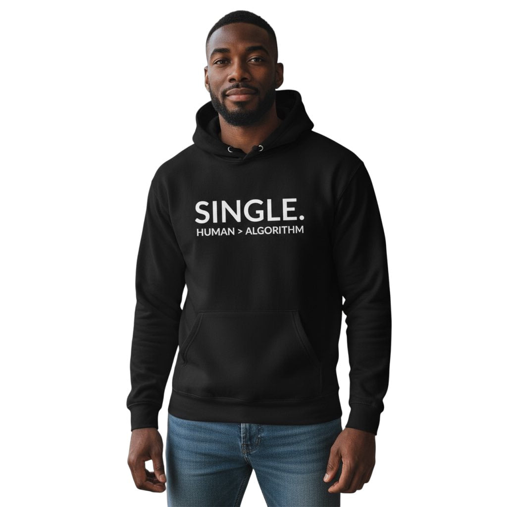 single. hoodie | black | bold uppercase design