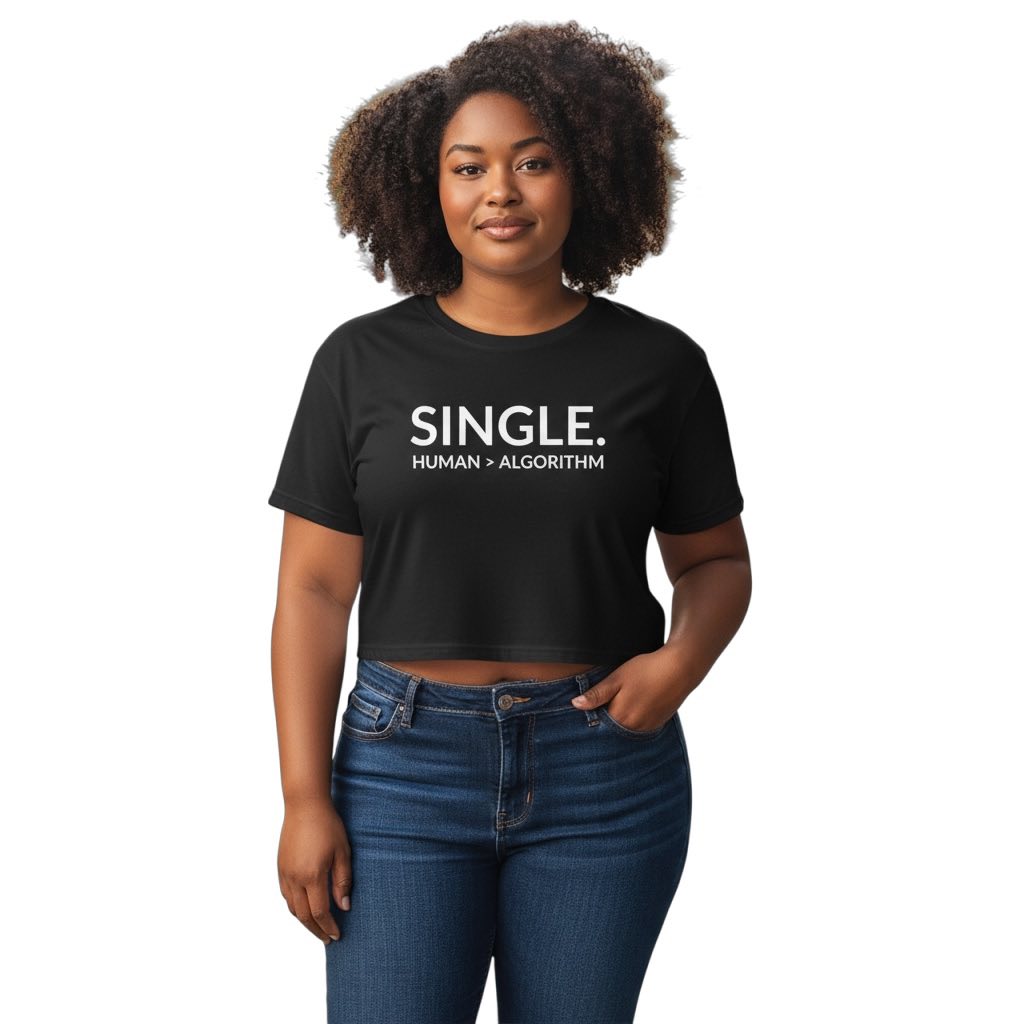 single. cropped t-shirt | black | black uppercase design
