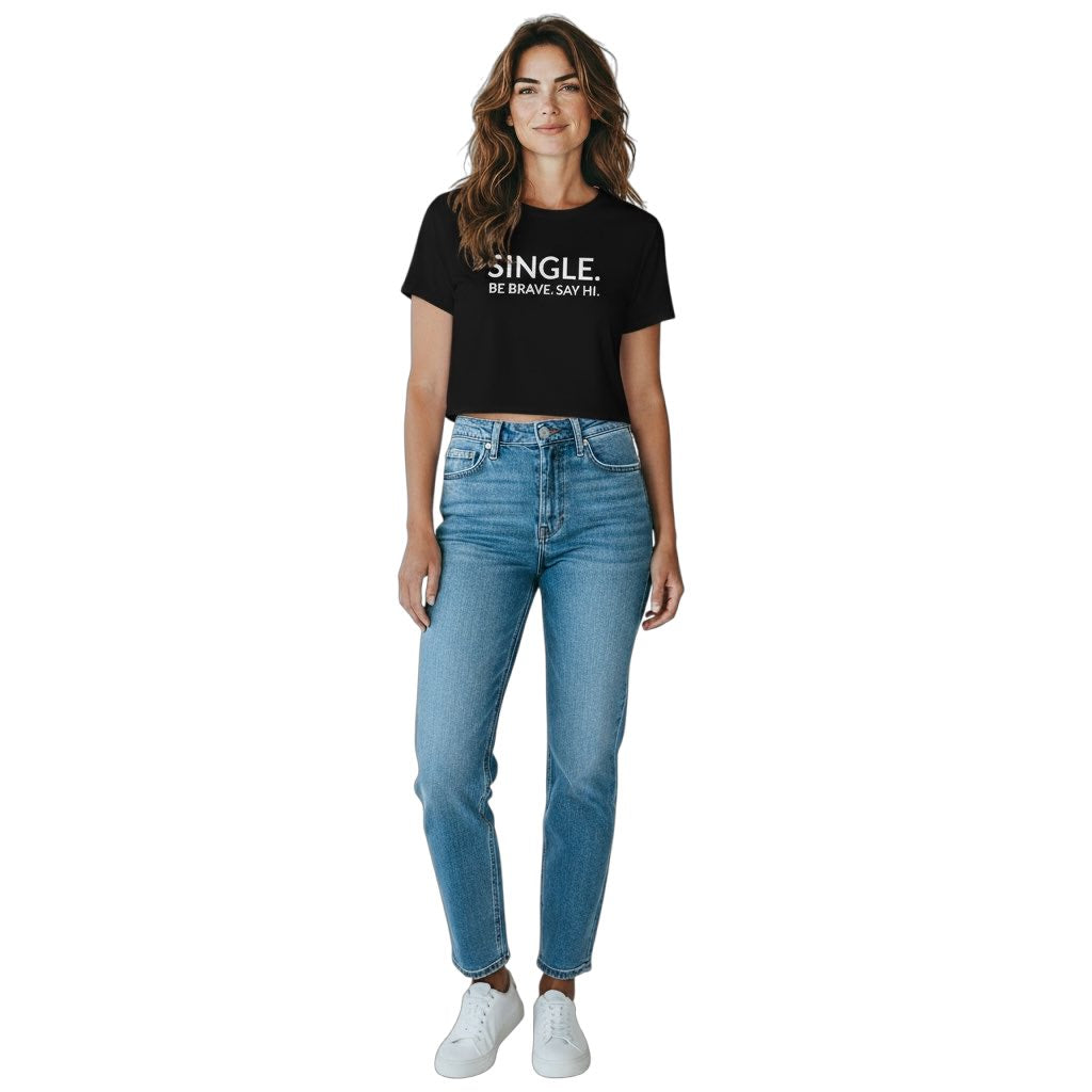 single. cropped t-shirt | black | bold uppercase design