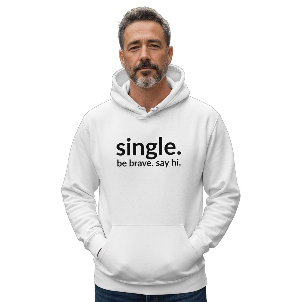 single. hoodie | white | soft lowercase design