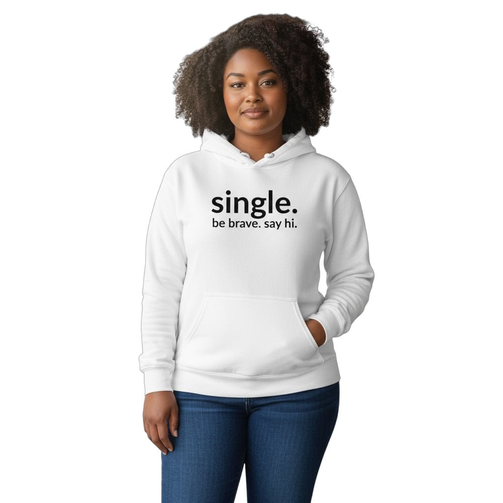 single. hoodie | white | soft lowercase design