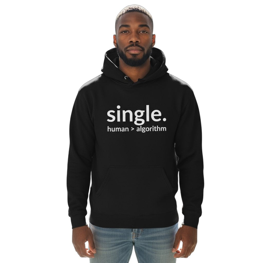 single. hoodie | black | soft lowercase design