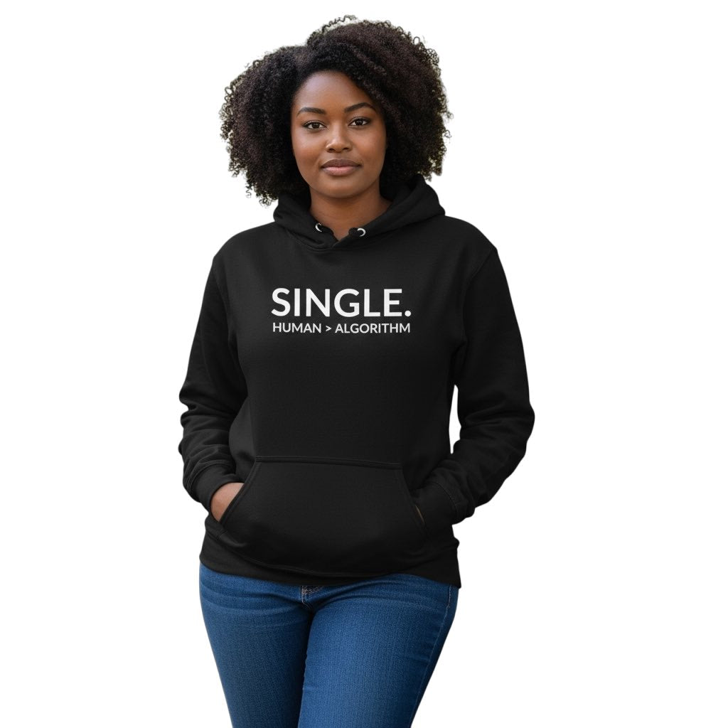 single. hoodie | black | bold uppercase design