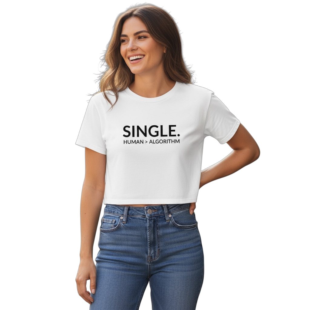 single. cropped t-shirt | white | bold uppercase design