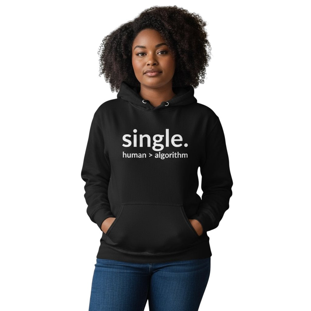 single. hoodie | black | soft lowercase design