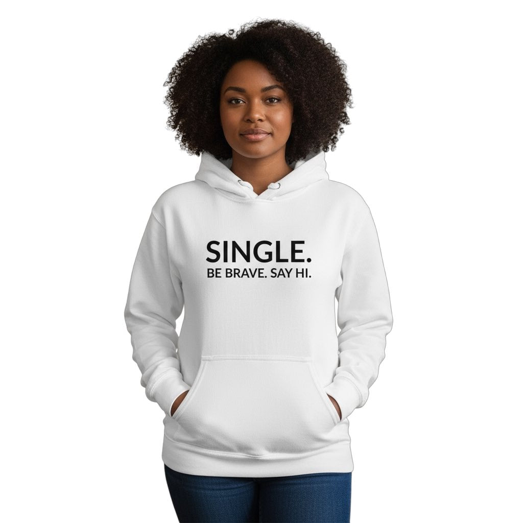 single. hoodie | white | bold uppercase design