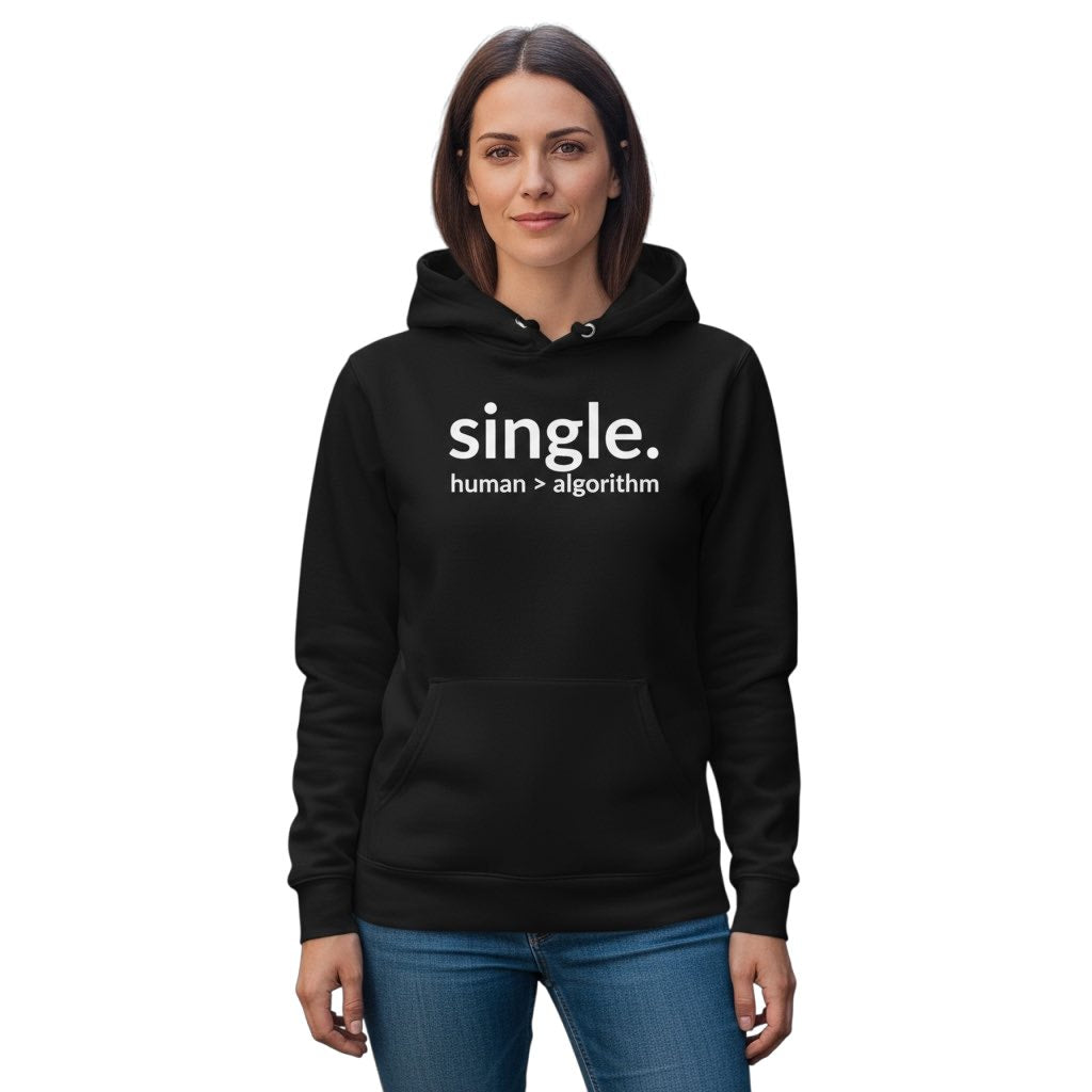single. hoodie | black | soft lowercase design
