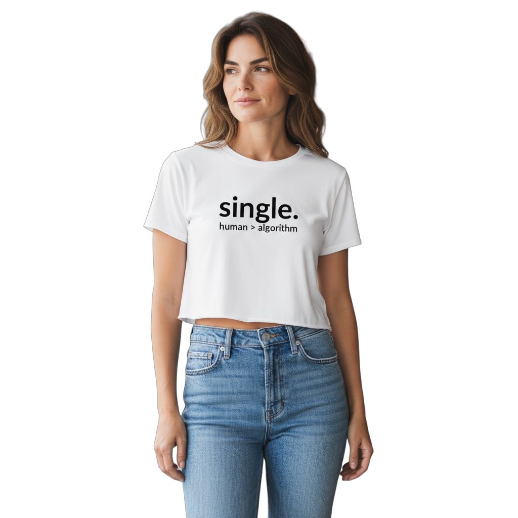 single. cropped t-shirt | white | soft lowercase design